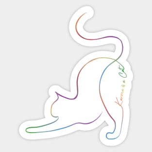 Rainbow Karma is a Cat Line Art Sticker